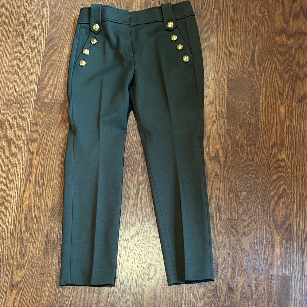 White House Black Market Dark Green Straight Leg Crop Pants